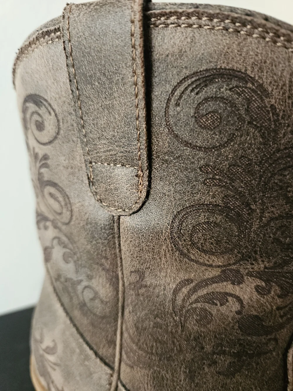 Roper Brown Western Embossed Ankle Booties